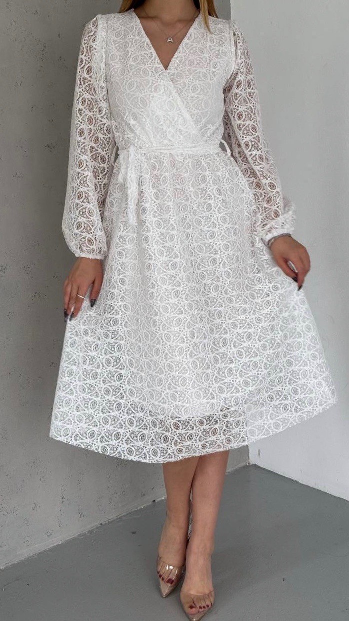 Bride Güpür Elbise - Beyaz