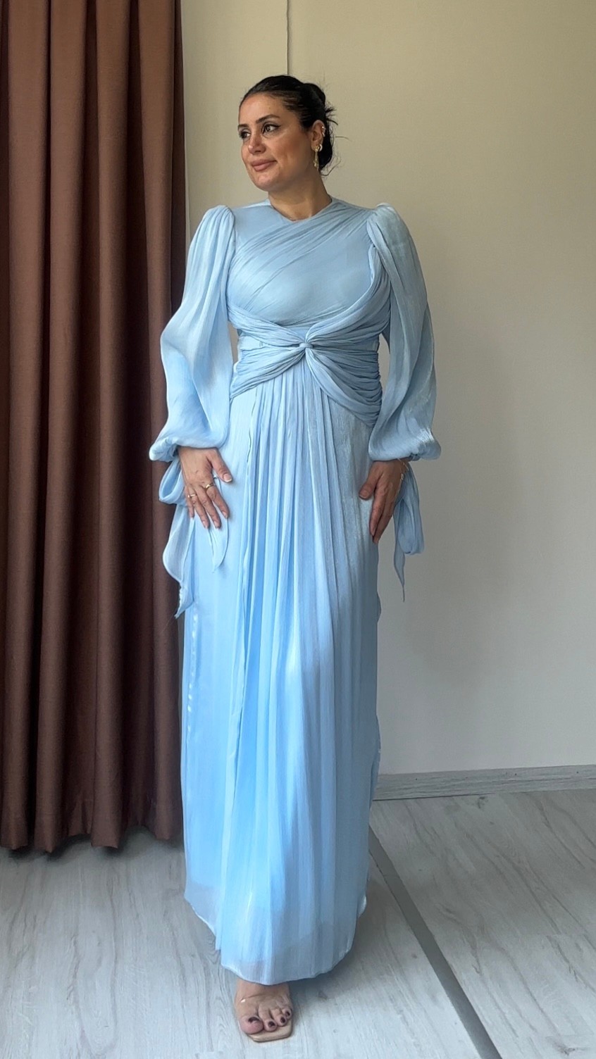Gülce Tesettür Abiye - Bebe Mavisi