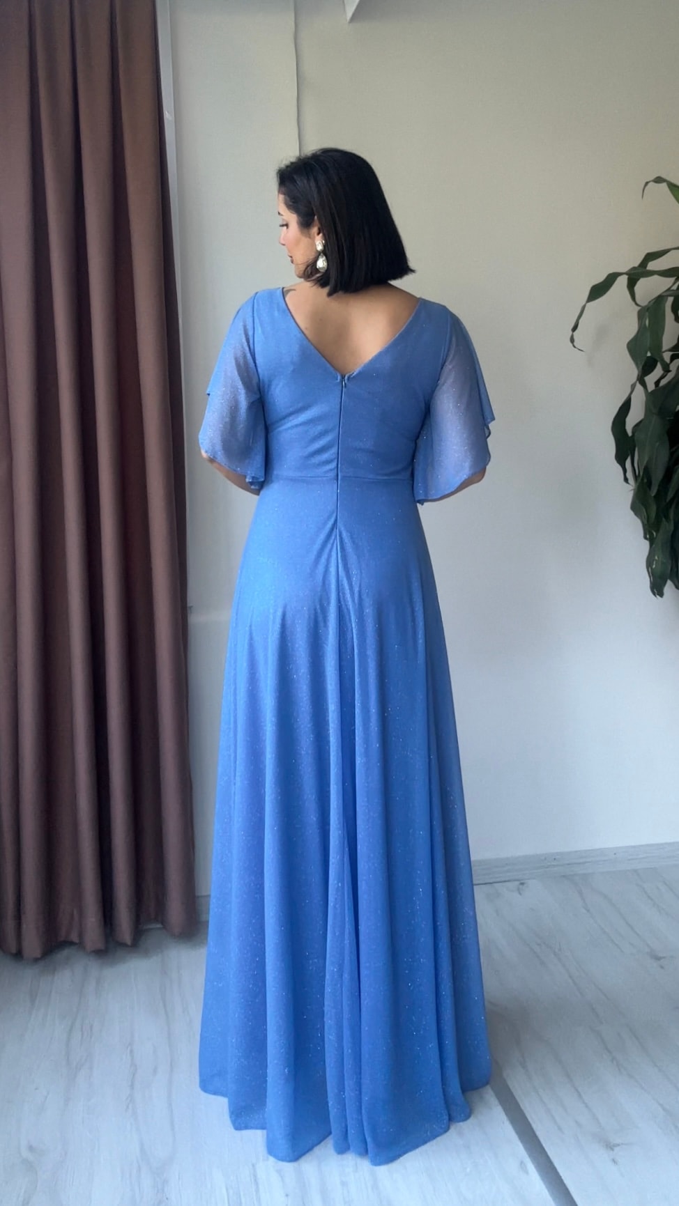 Ela Işıltılı Şifon Abiye