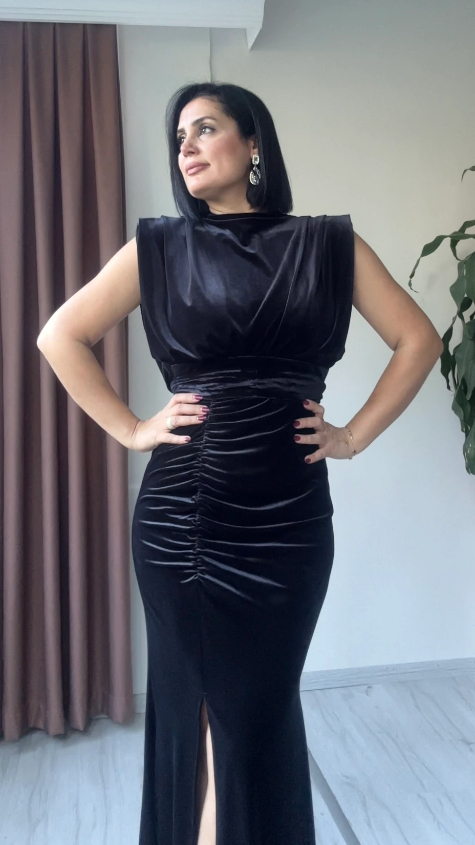 Candy Kadife Abiye - Siyah