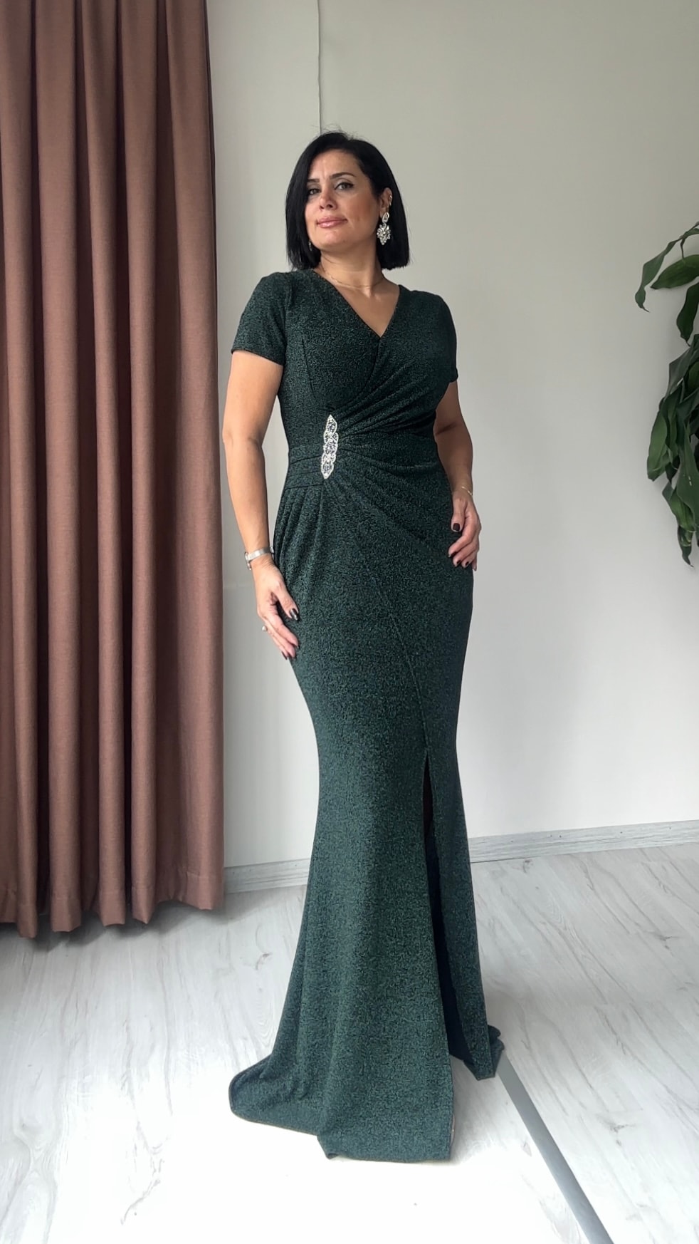 Simya Taş Detay Abiye - Yeşil