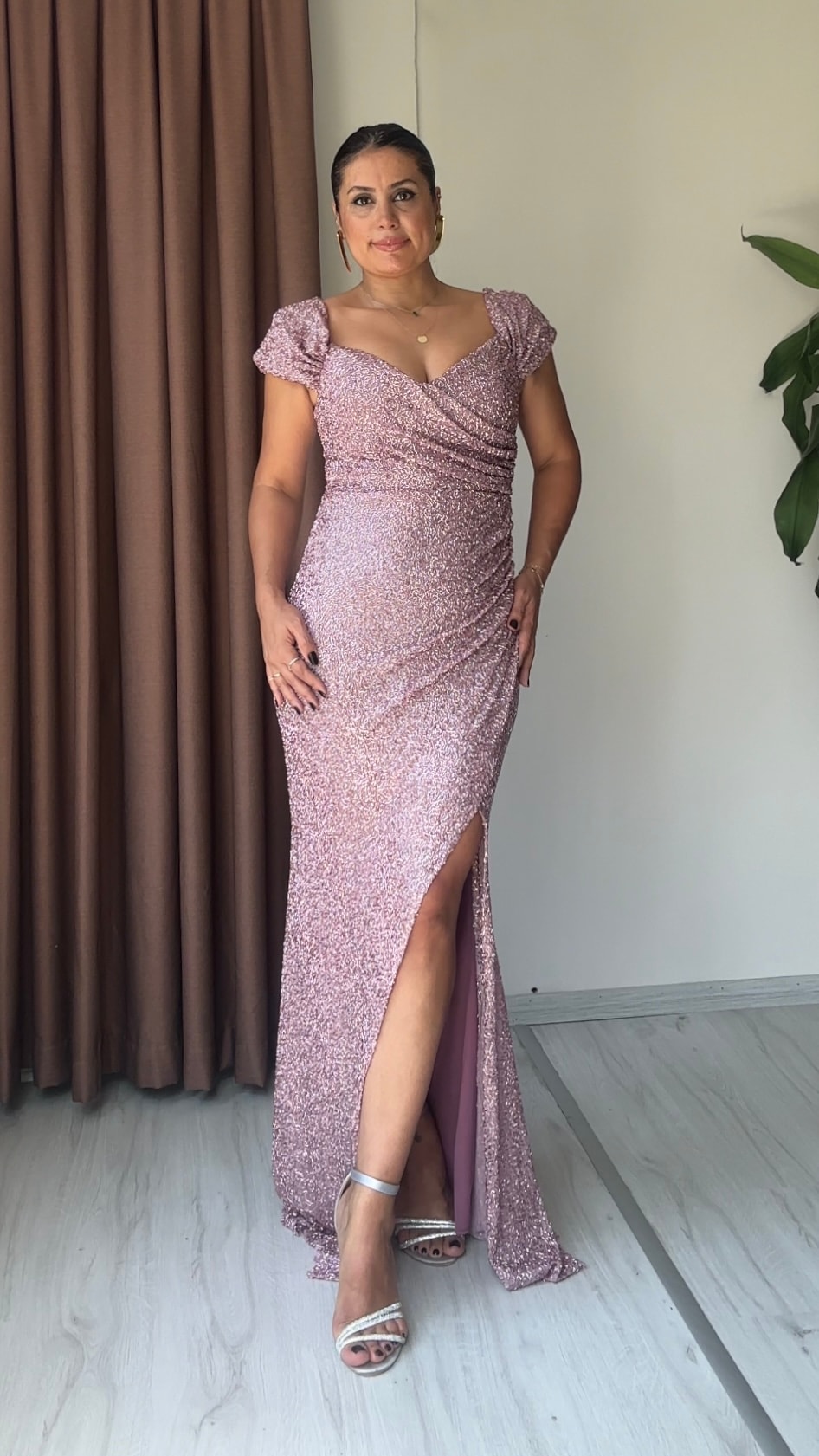 Alvera İşlemeli Abiye - Pembe