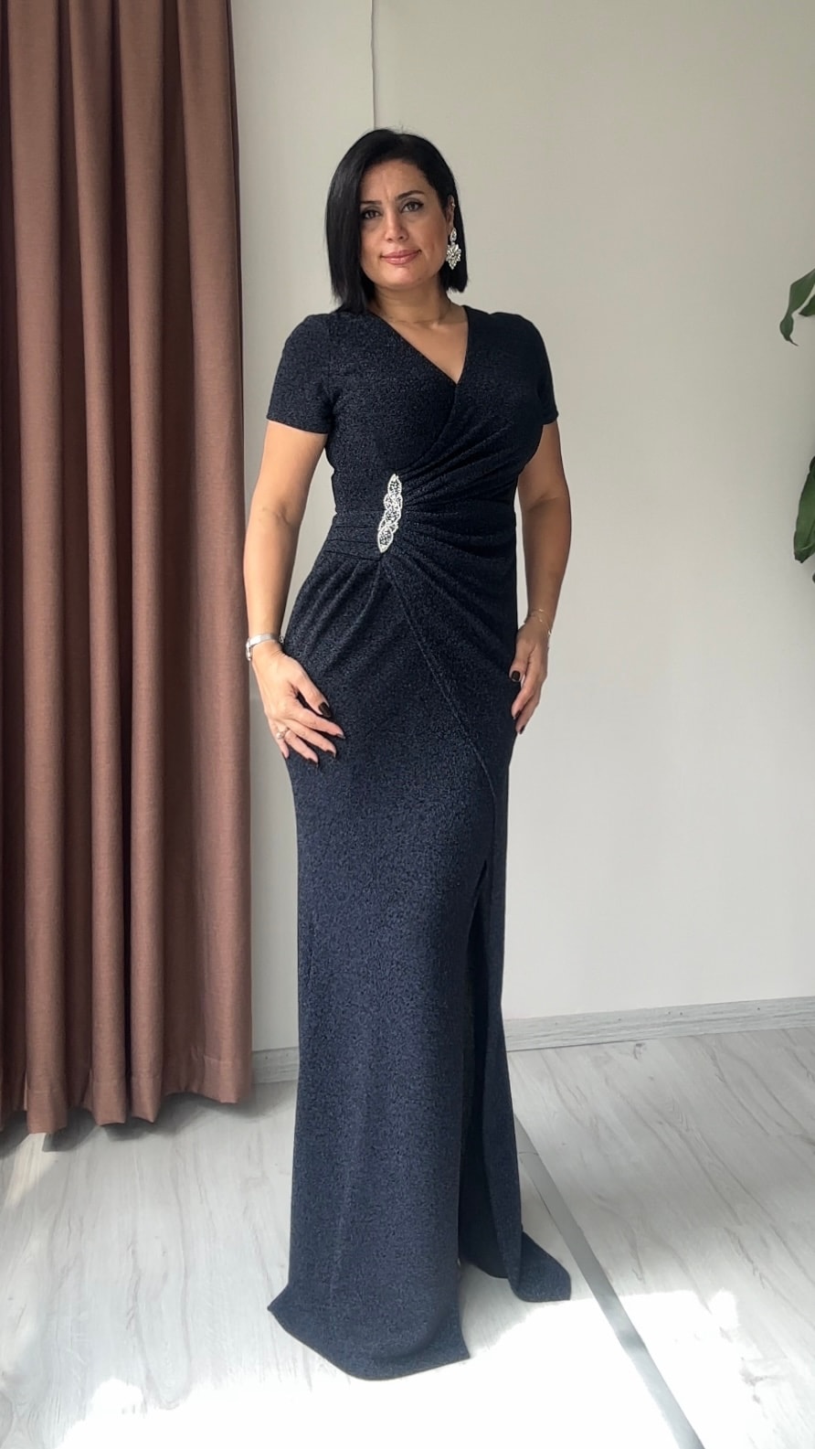 Simya Taş Detay Abiye - Lacivert