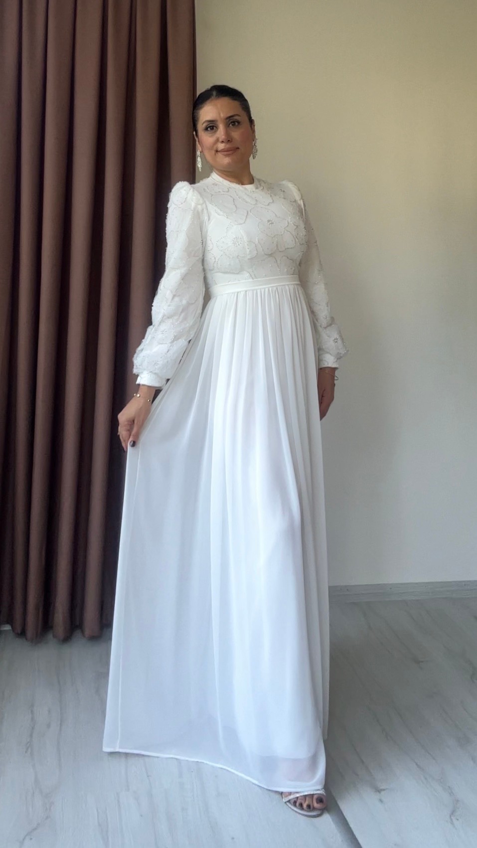 Luna Şifon Abiye - Beyaz
