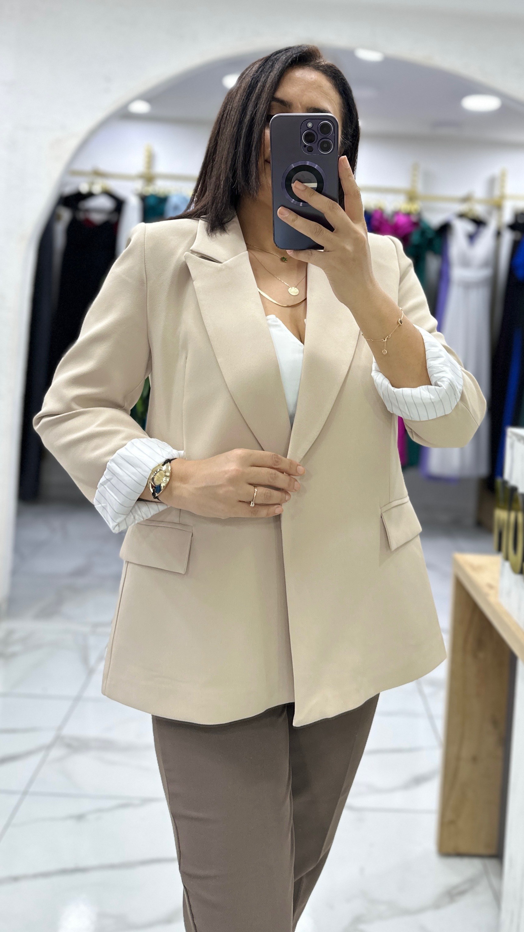 Blazer Ceket - Bej