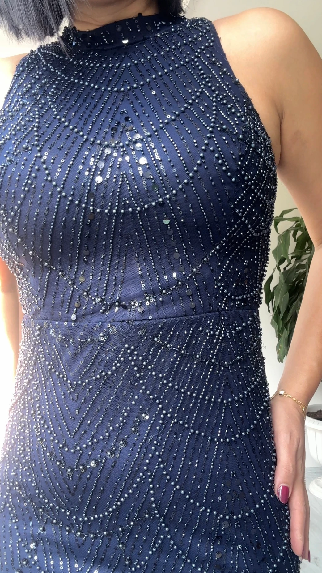 Elif Taş İşlemeli Abiye - Lacivert