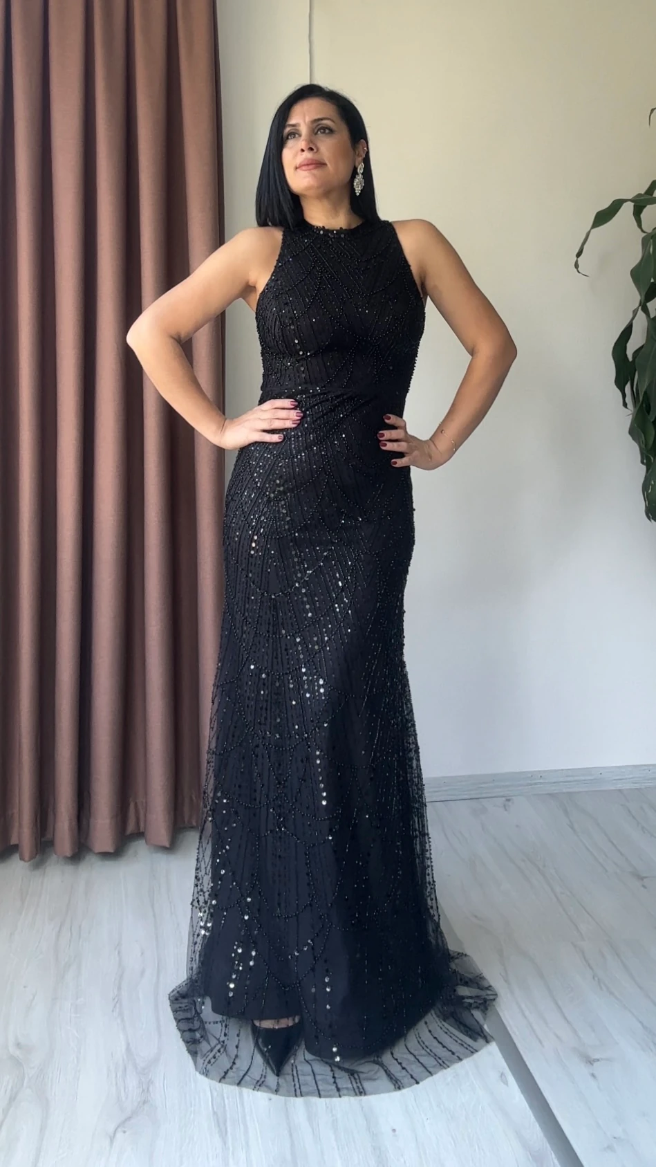 Elif Taş İşlemeli Abiye - Siyah