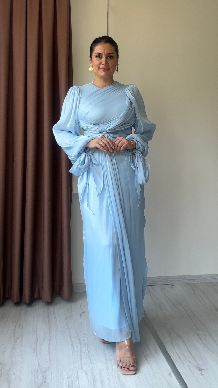 Gülce Tesettür Abiye - Bebe Mavisi