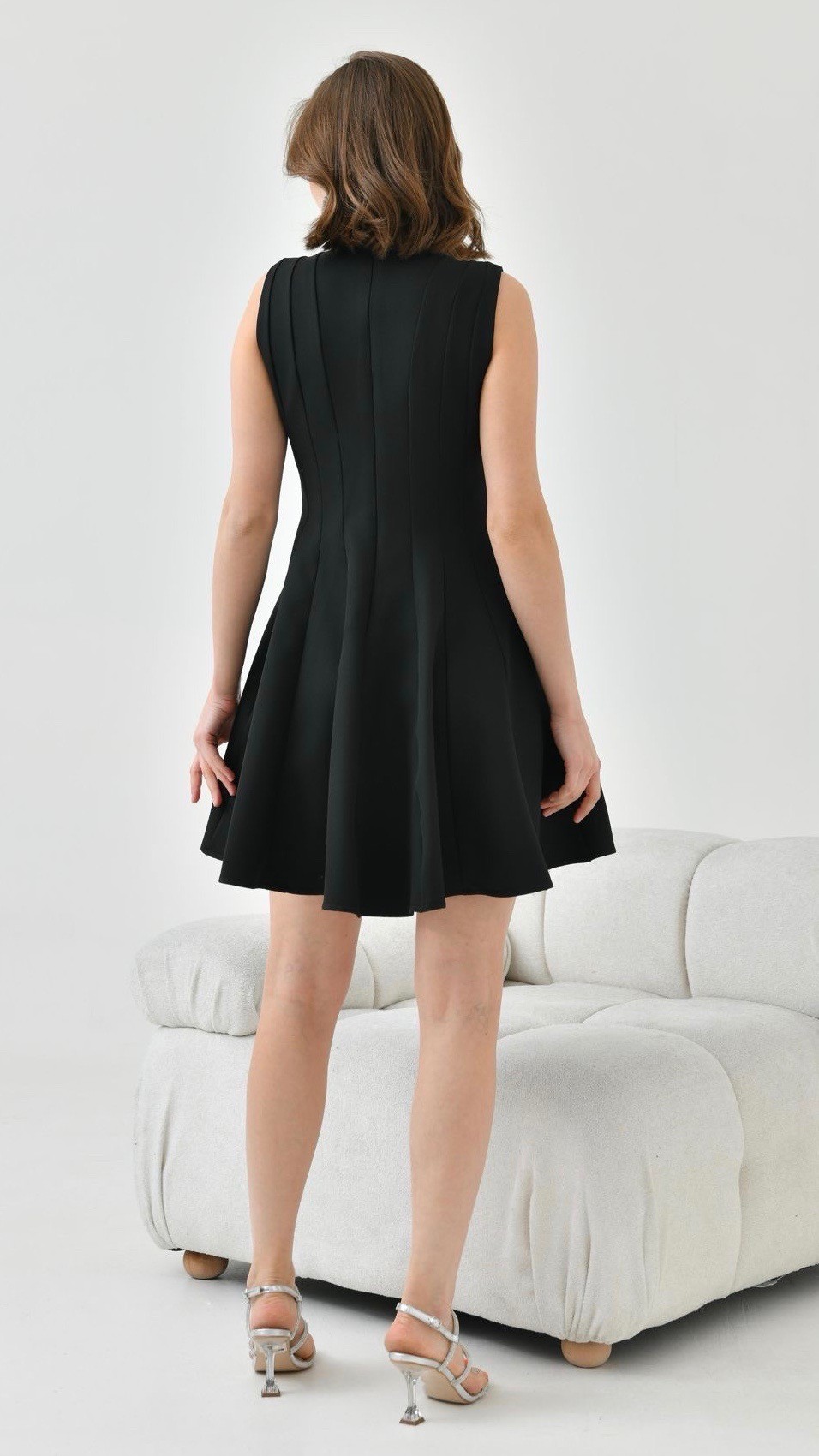 Lulu Taş Düğmeli Elbise - Siyah