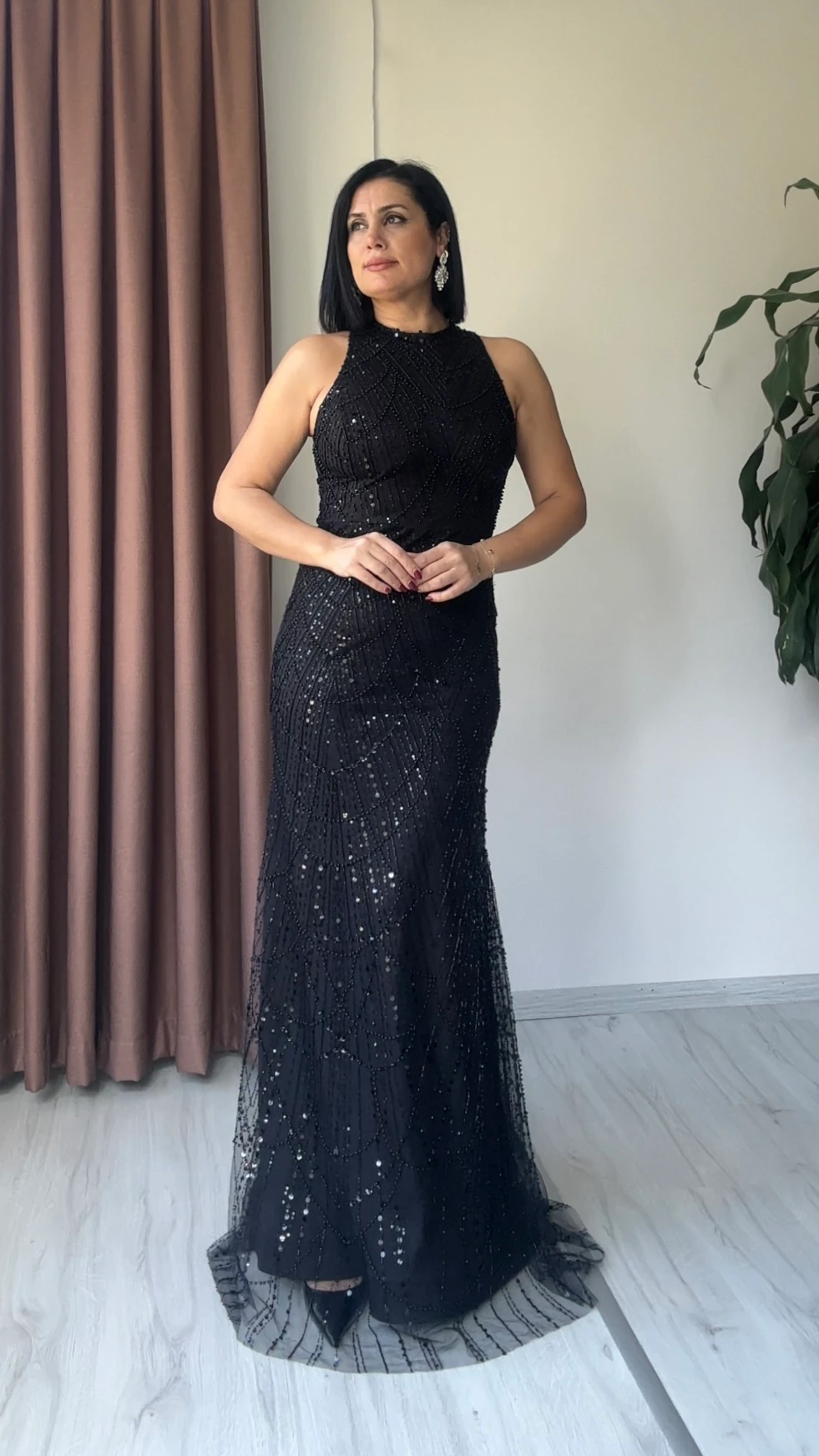 Elif Taş İşlemeli Abiye - Siyah