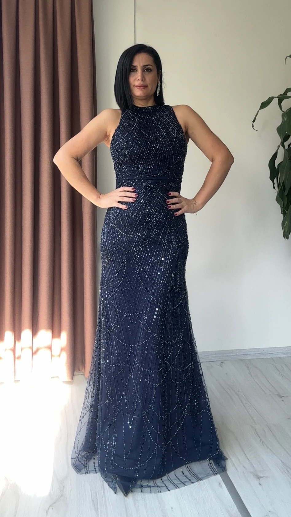 Elif Taş İşlemeli Abiye - Lacivert