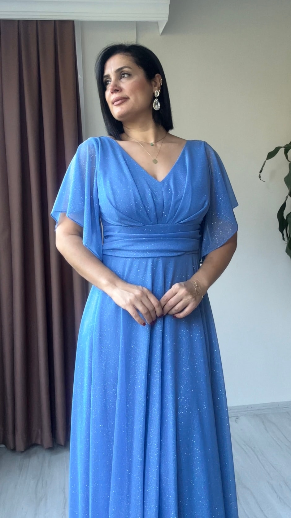 Ela Işıltılı Şifon Abiye