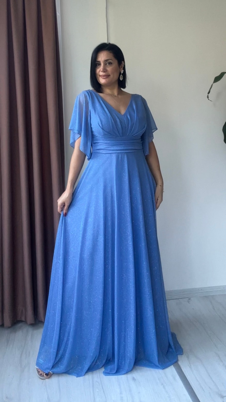 Ela Işıltılı Şifon Abiye