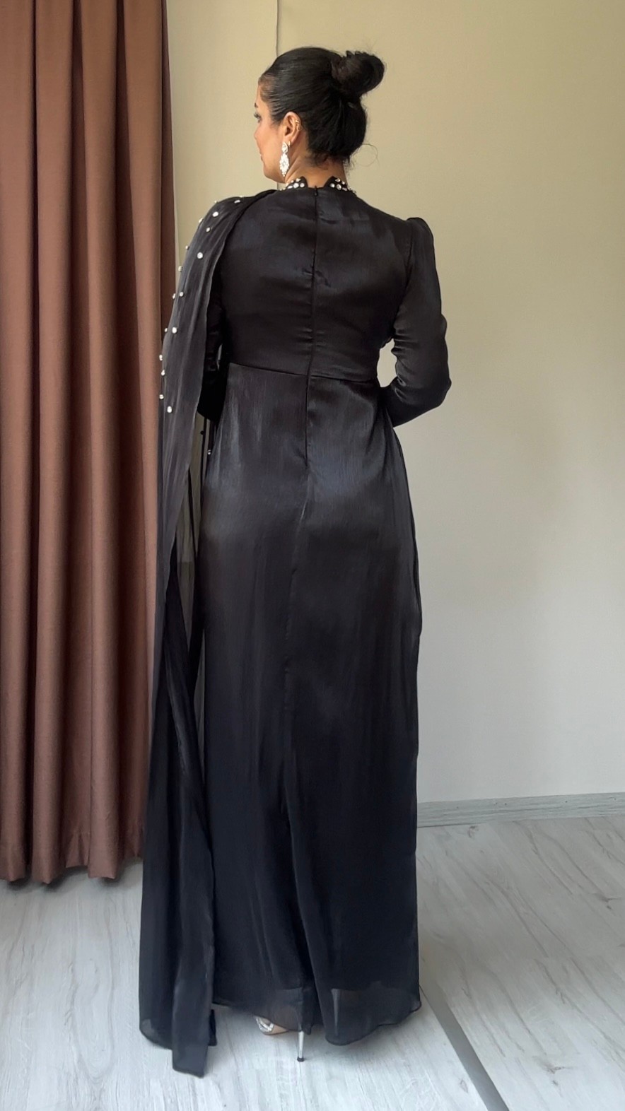Marsala Taş Detay Abiye - Siyah