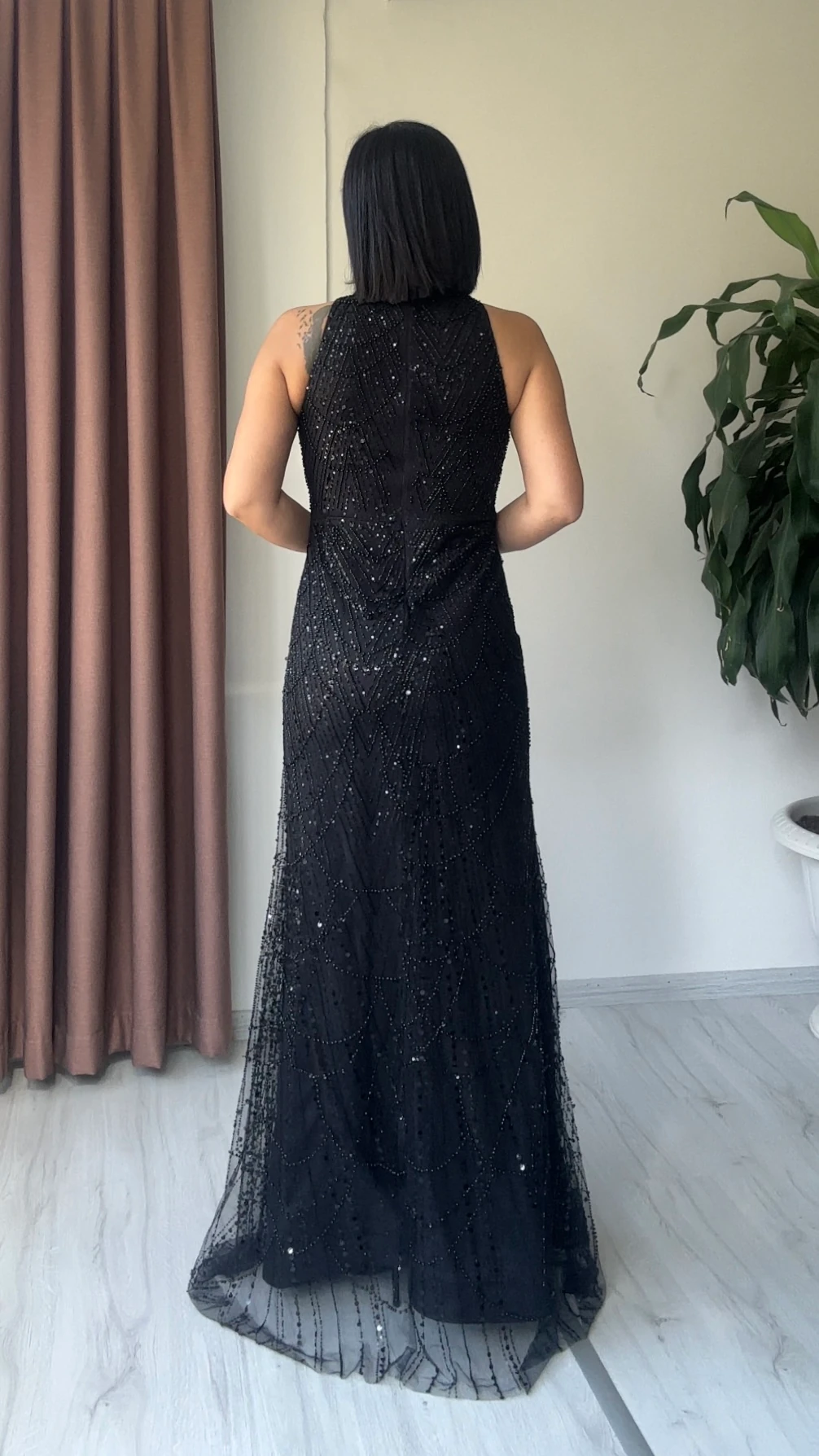 Elif Taş İşlemeli Abiye - Siyah