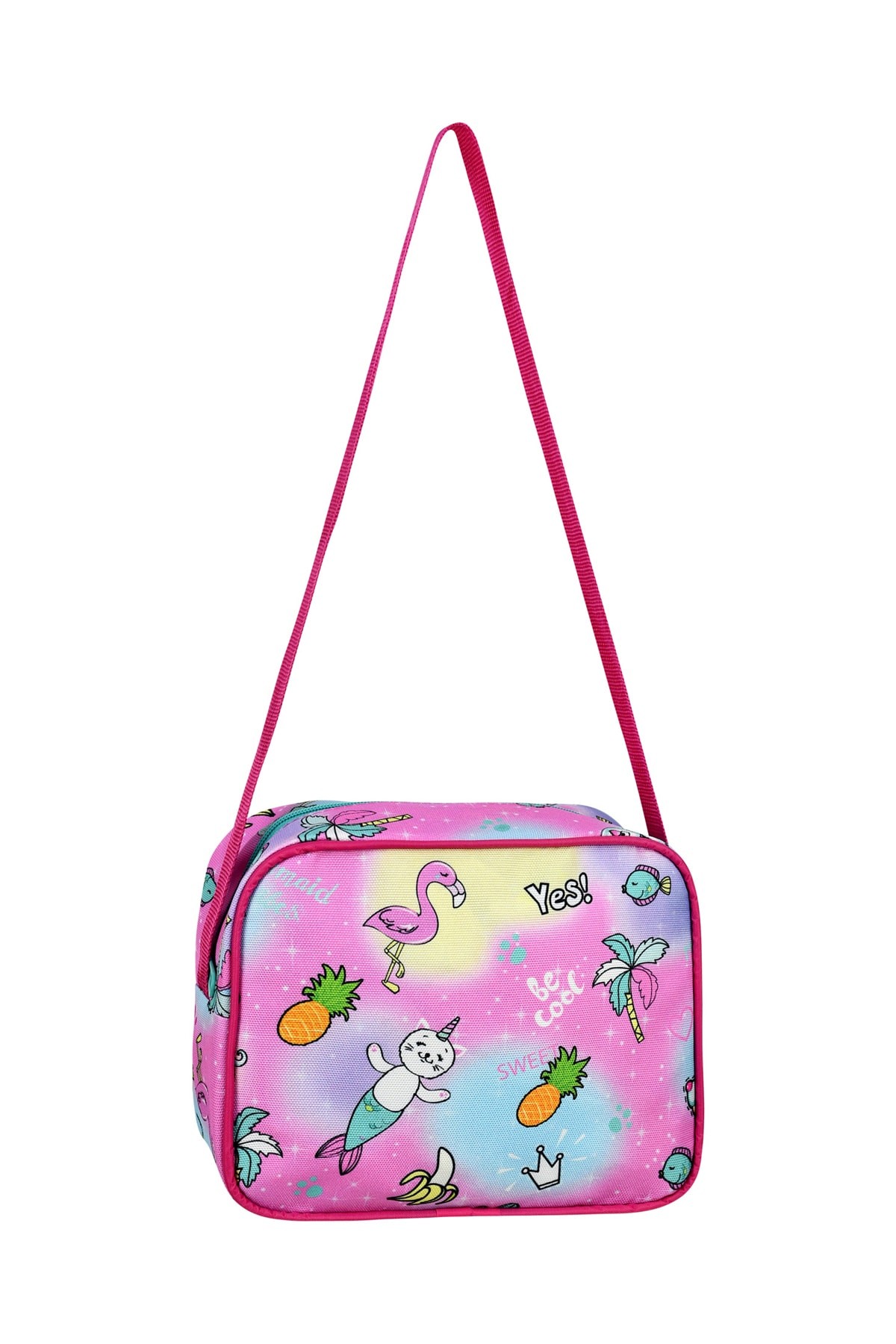 Çekçekli 3'lü Okul Seti, Unicorn Desenli İlkokul Çantası + Beslenme Çantası + Kalemlik
