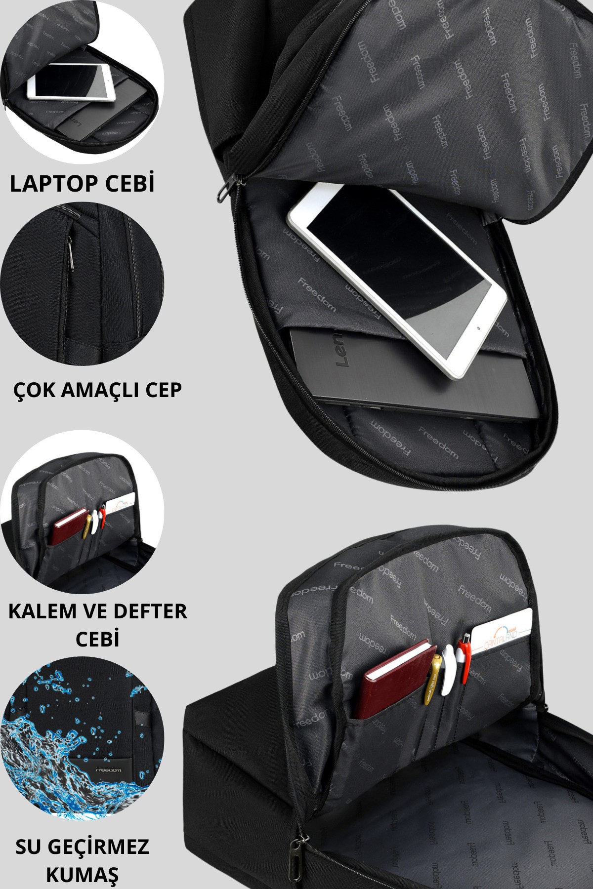 Freedom 15.6" - 16.1" Notebook Bilgisayar Laptop Sırt Çantası, Günlük Sırt Çantası