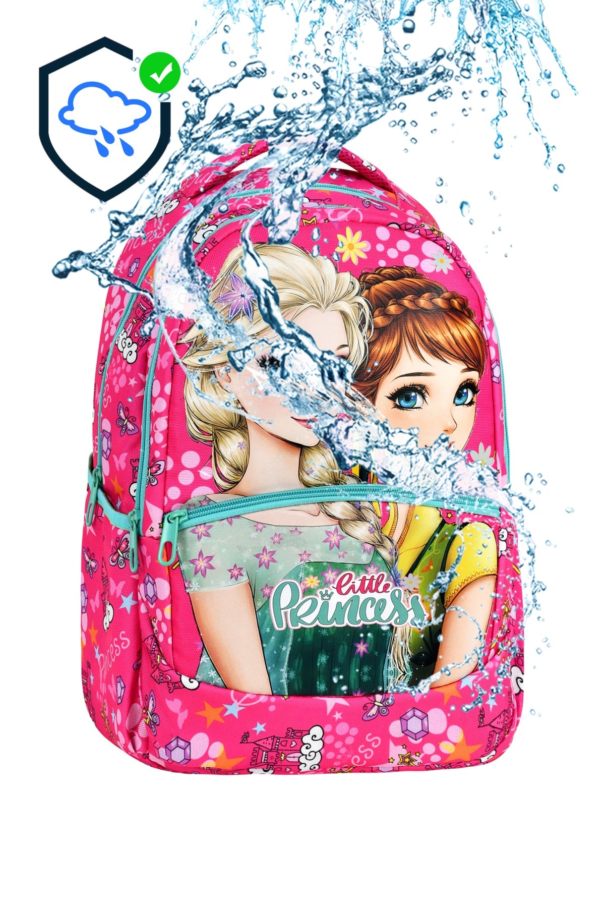 3’Lü İlkokul Frozen Desenli, Kız Çocuk Beslenmeli Ve Kalemlikli Okul Çantası