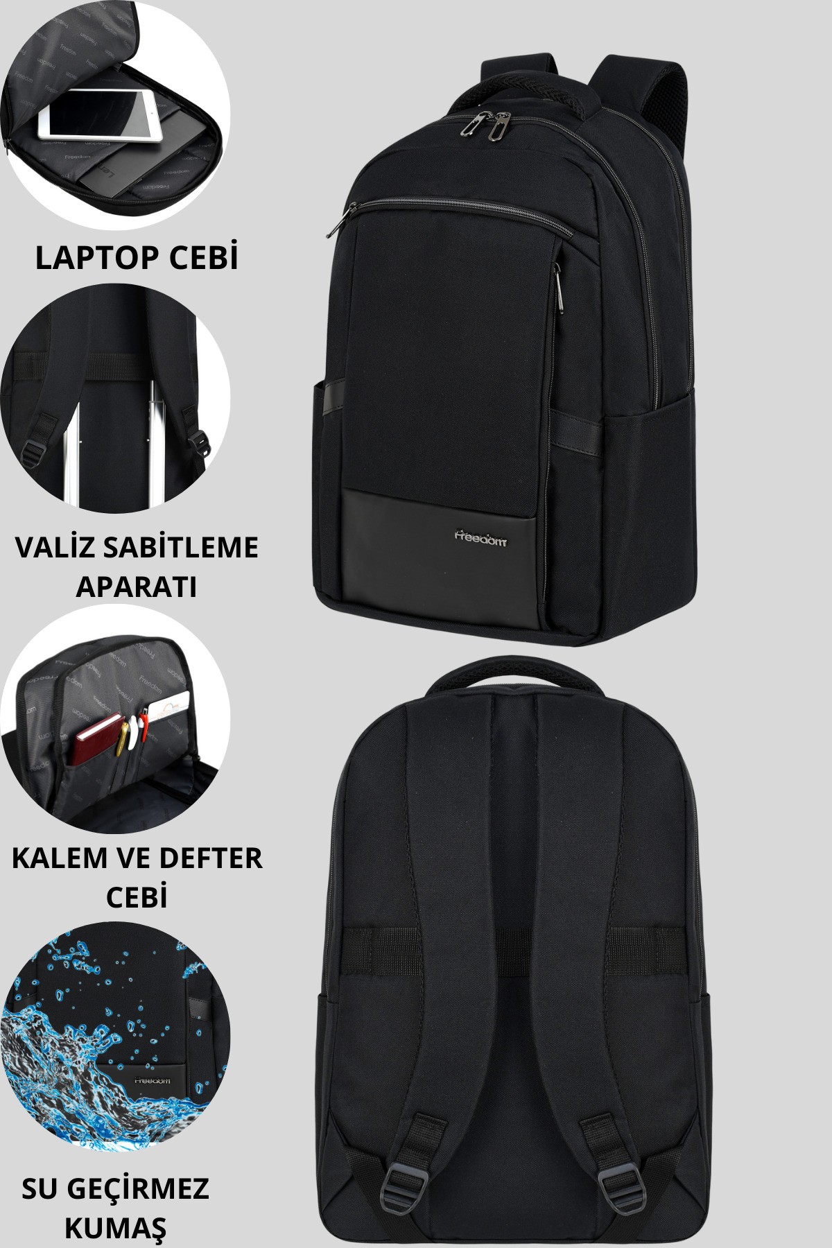 Freedom 15.6" - 16.1" Notebook Bilgisayar Laptop Sırt Çantası, Günlük Sırt Çantası