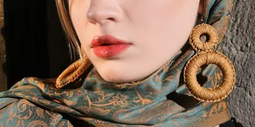 Petrol Hardal Etnik Desen Şal Pareo