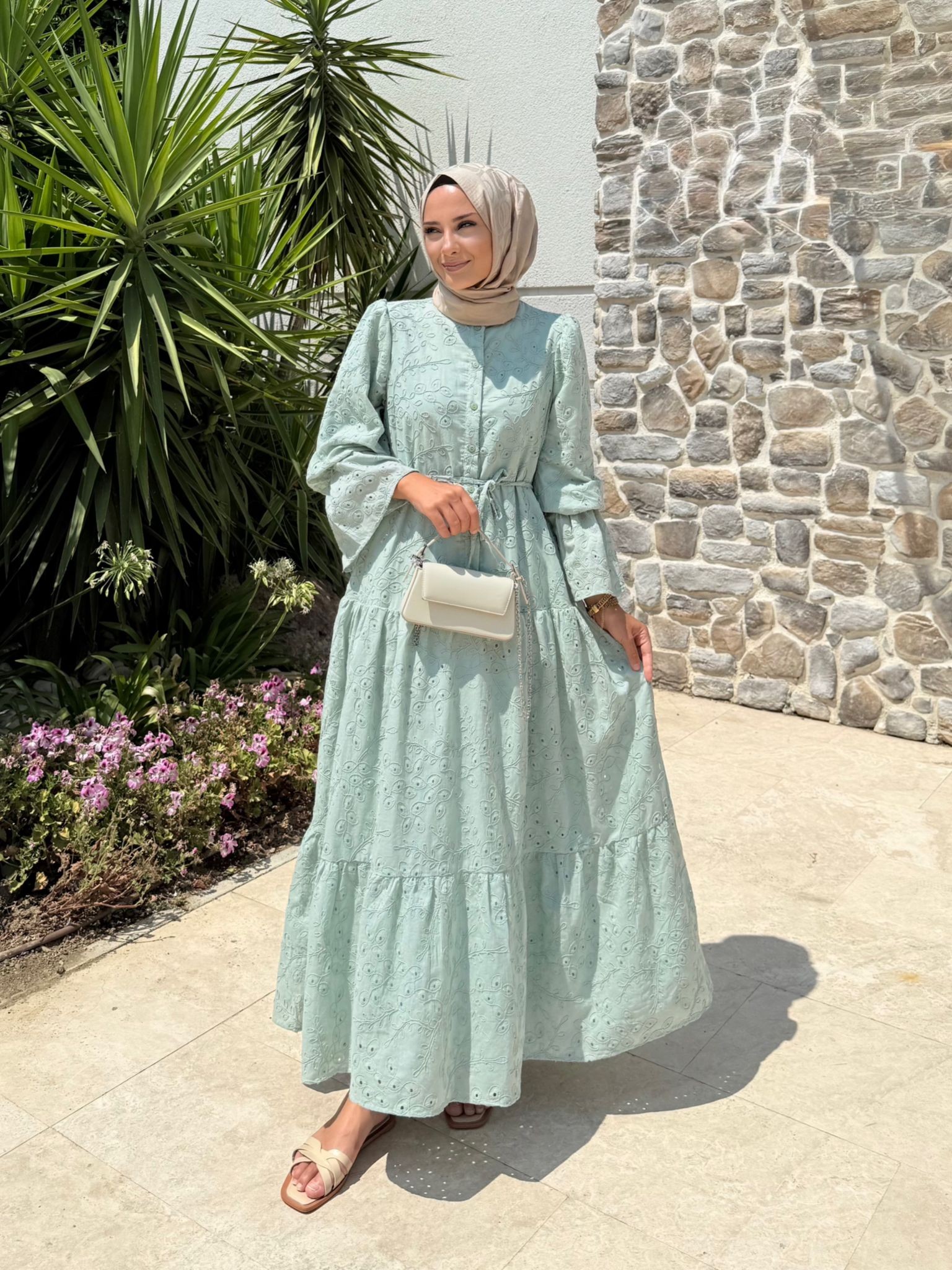 Perla Fisto Elbise - Mint Yeşili
