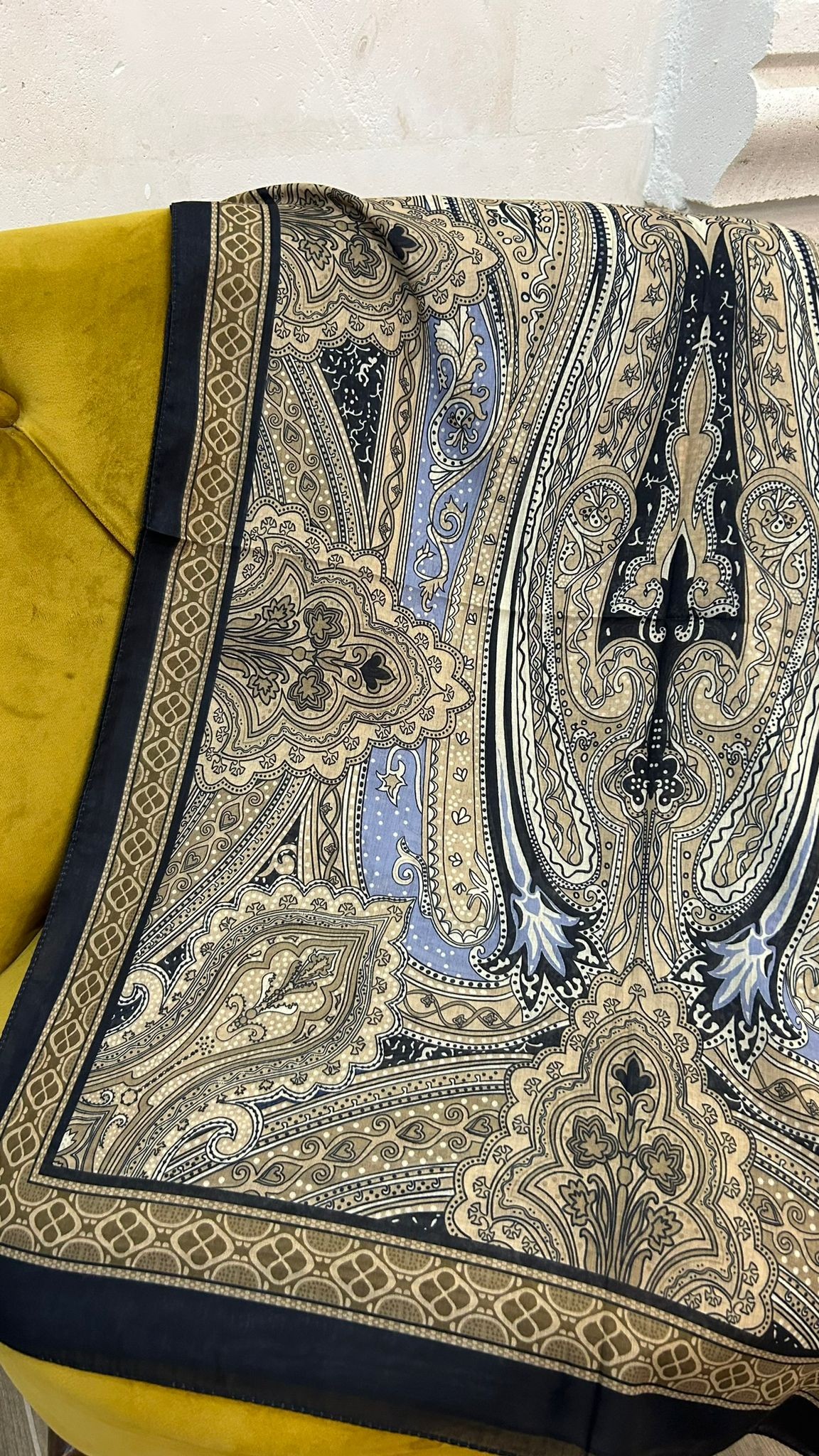 Etnik desen 100% Soft Pamuk Şal - Siyah