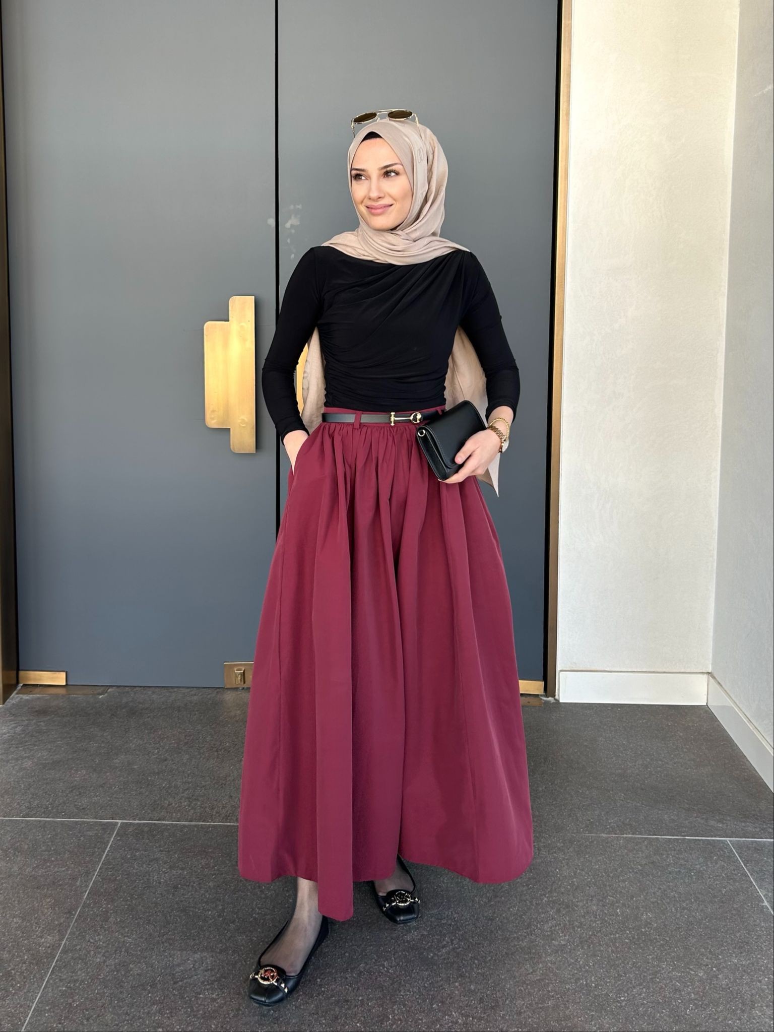 Kemerli Gabardin Etek