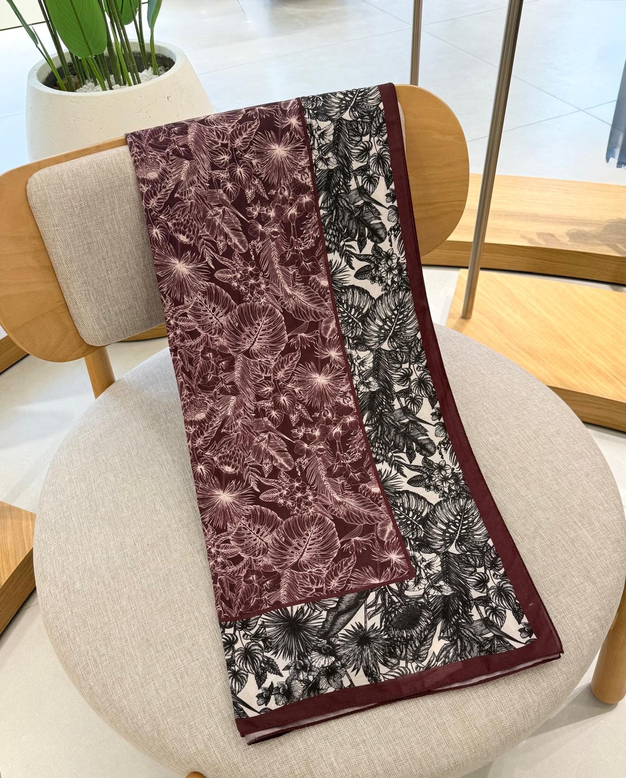 100% Soft Pamuk Şal - Bordo