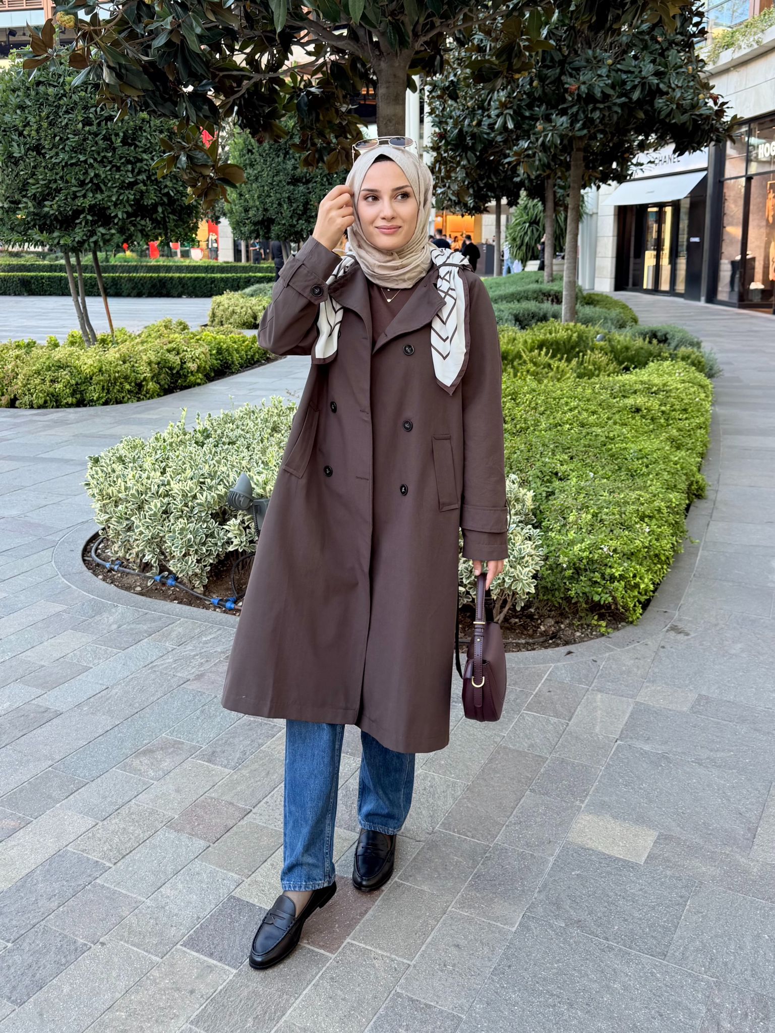 Mimoza Trençkot (Şal Aksesuarlı) - Kahverengi