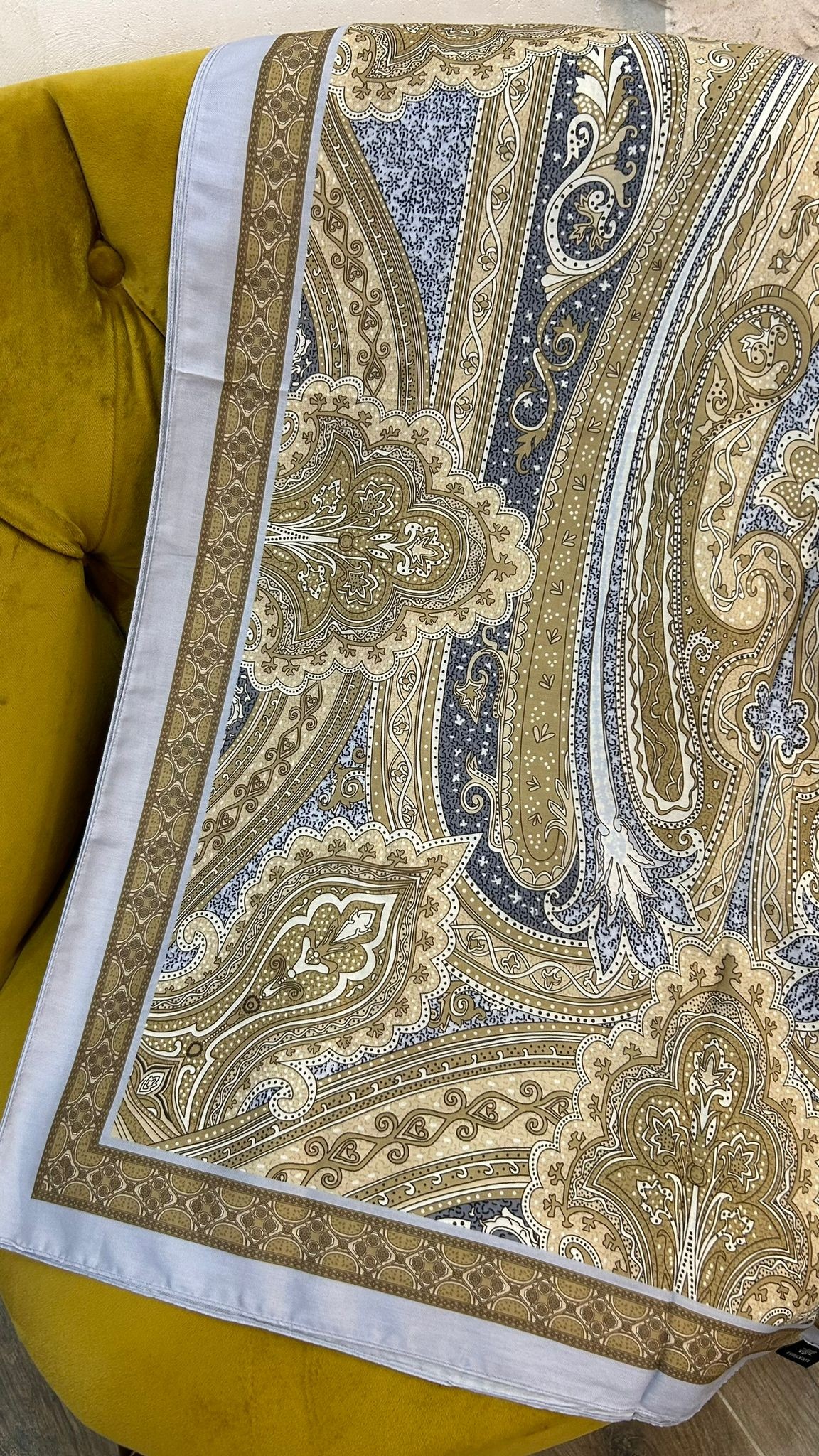 Etnik desen 100% Soft Pamuk Şal - Gri
