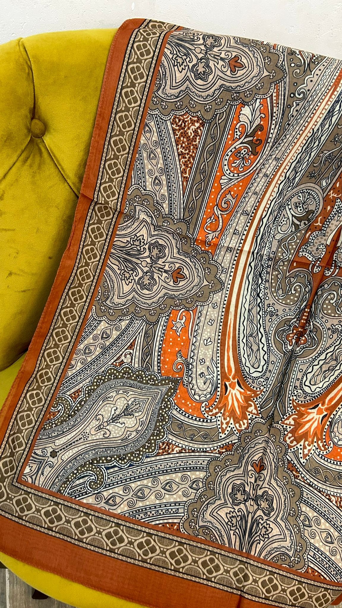 Etnik desen 100% Soft Pamuk Şal - Taba Rengi