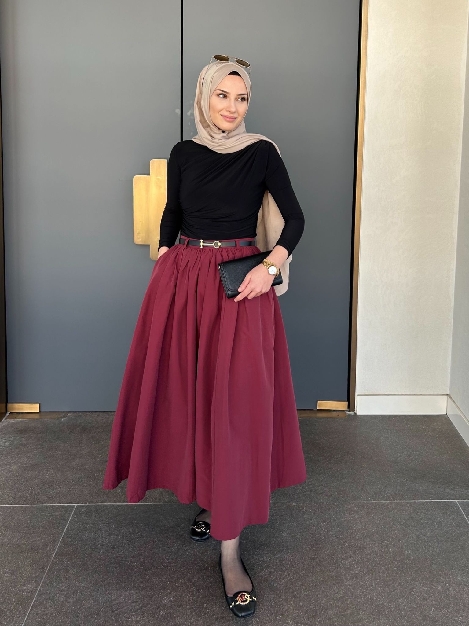 Kemerli Gabardin Etek