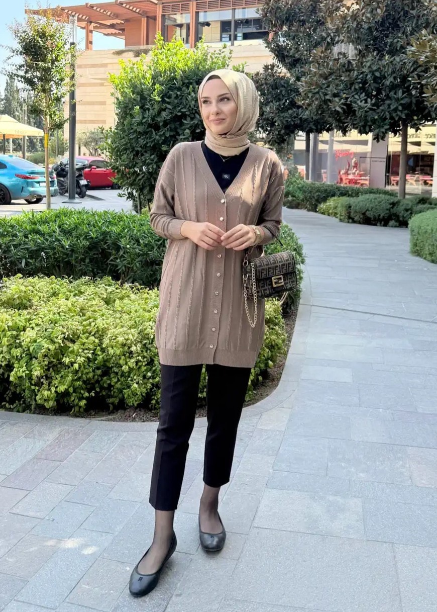 Premium Hırka - Vizon