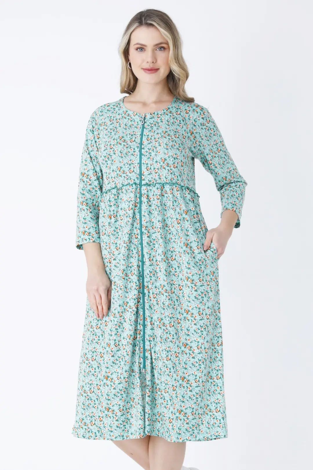 rococoRoseyellowflower LeedsBIG size 38㎝ Rahat Kalıp Yeşil Çiçek Desenli Pamuklu Boydan Fermuarlı Bisiklet