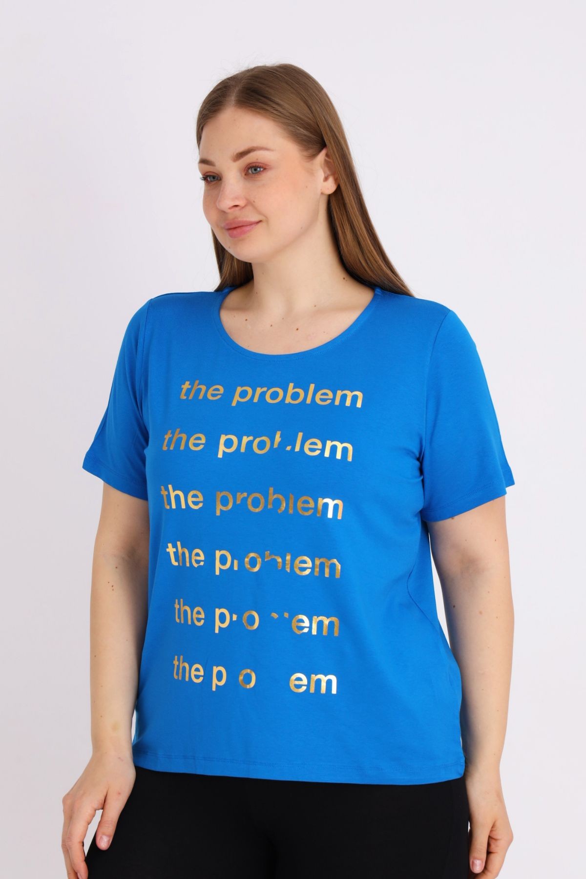 Intensive Kadın Büyük Beden Baskılı Kısa Kollu T-shirt