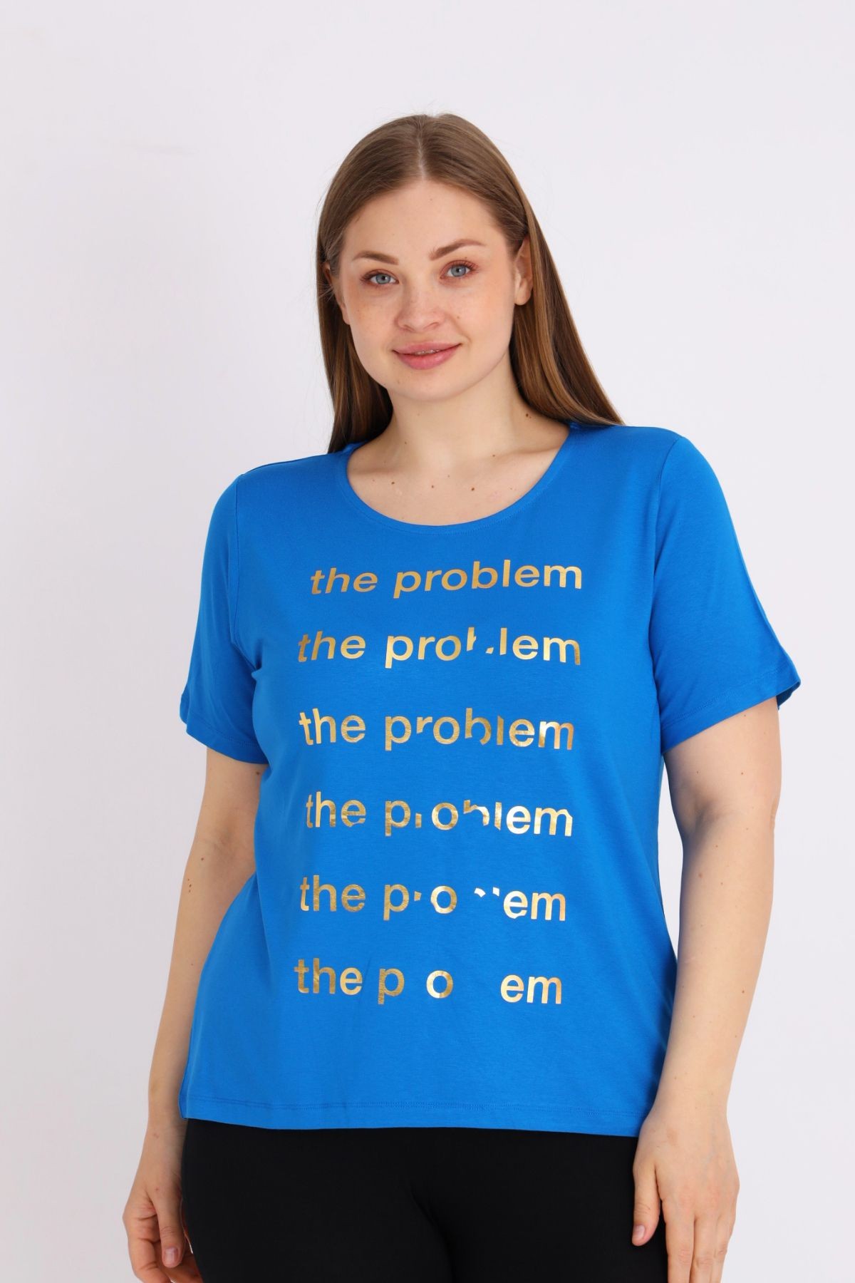 Intensive Kadın Büyük Beden Baskılı Kısa Kollu T-shirt