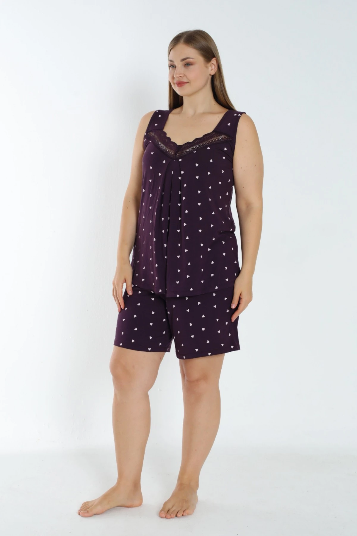 Kadın Askılı Dantel Detaylı Esnek Viskon Alt Üst Gecelik Takımı