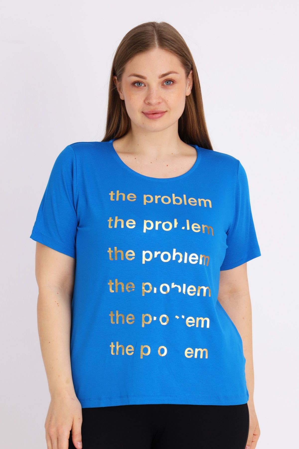 Intensive Kadın Büyük Beden Baskılı Kısa Kollu T-shirt