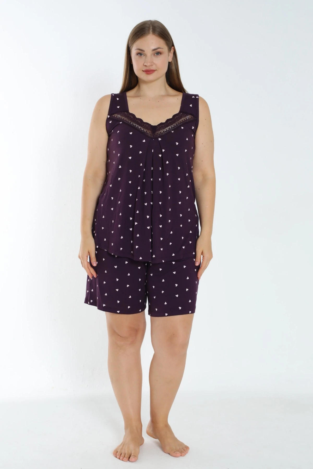 Kadın Askılı Dantel Detaylı Esnek Viskon Alt Üst Gecelik Takımı