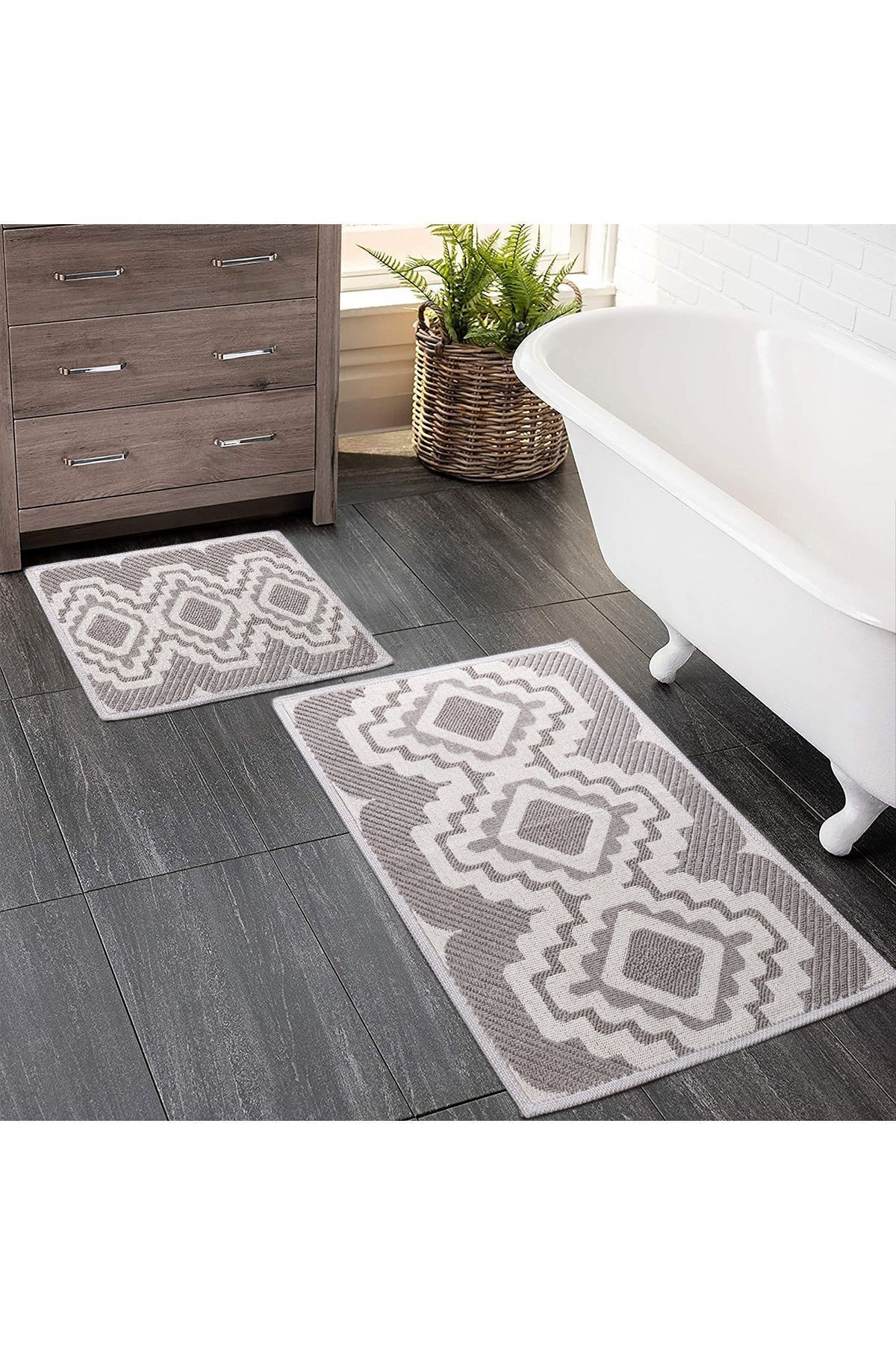 2 Li Bukle Banyo Takımı (BANYO TEKSTİLİ/MODERN/DOĞAL/SADE/ŞIK KAYMAZ TABAN)