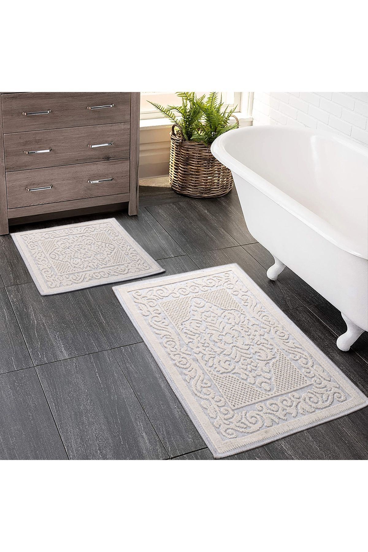 2 Li Bukle Banyo Takımı (BANYO TEKSTİLİ/MODERN/DOĞAL/SADE/ŞIK KAYMAZ TABAN)