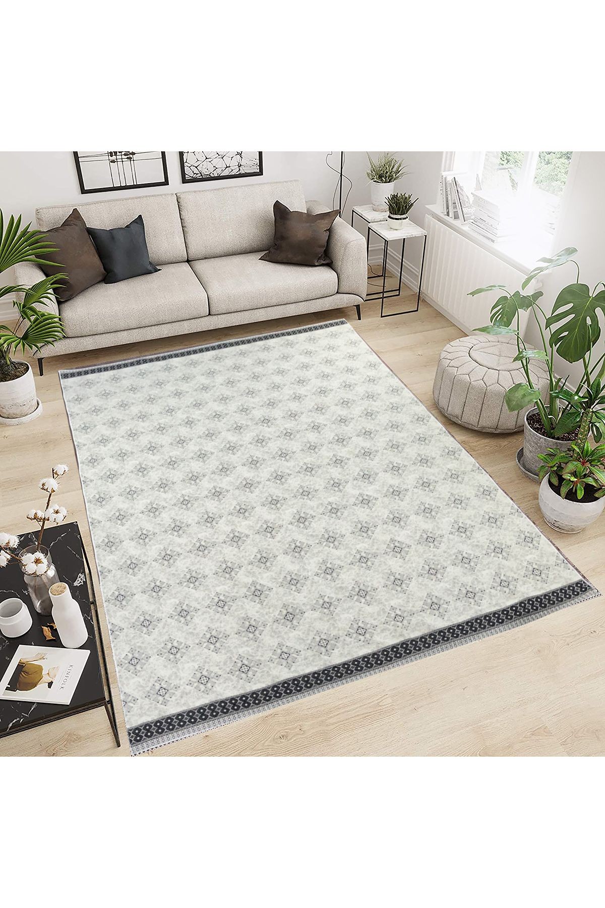 Modern Pamuklu Halı Örtüsü Savan 6m2 Dokuma 200x300 Lastiksiz