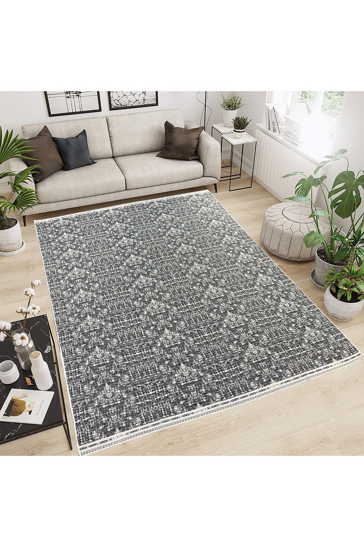 Modern Pamuklu Halı Örtüsü Savan 6m2 Dokuma 200x300 Lastiksiz