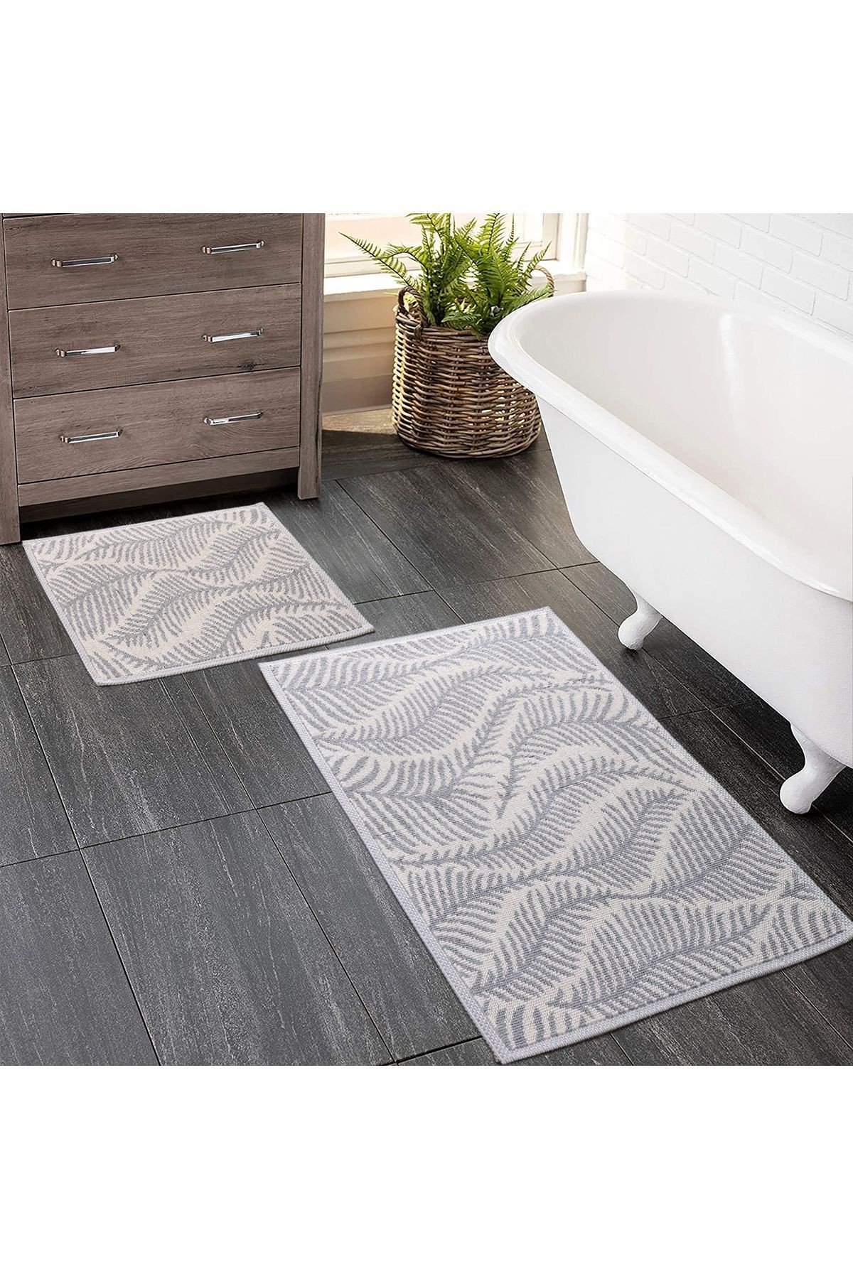 2 Li Bukle Banyo Takımı (BANYO TEKSTİLİ/MODERN/DOĞAL/SADE/ŞIK KAYMAZ TABAN)