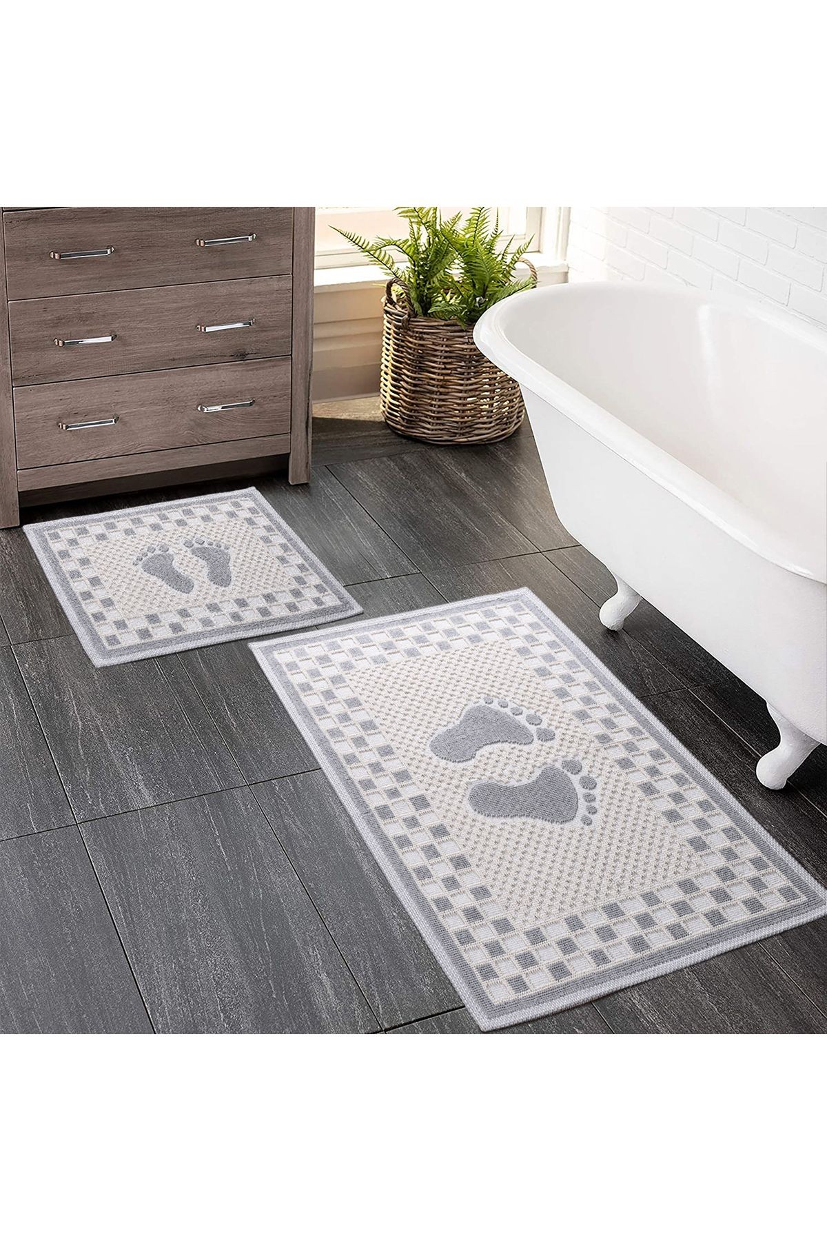 2 Li Bukle Banyo Takımı (BANYO TEKSTİLİ/MODERN/DOĞAL/SADE/ŞIK KAYMAZ TABAN)