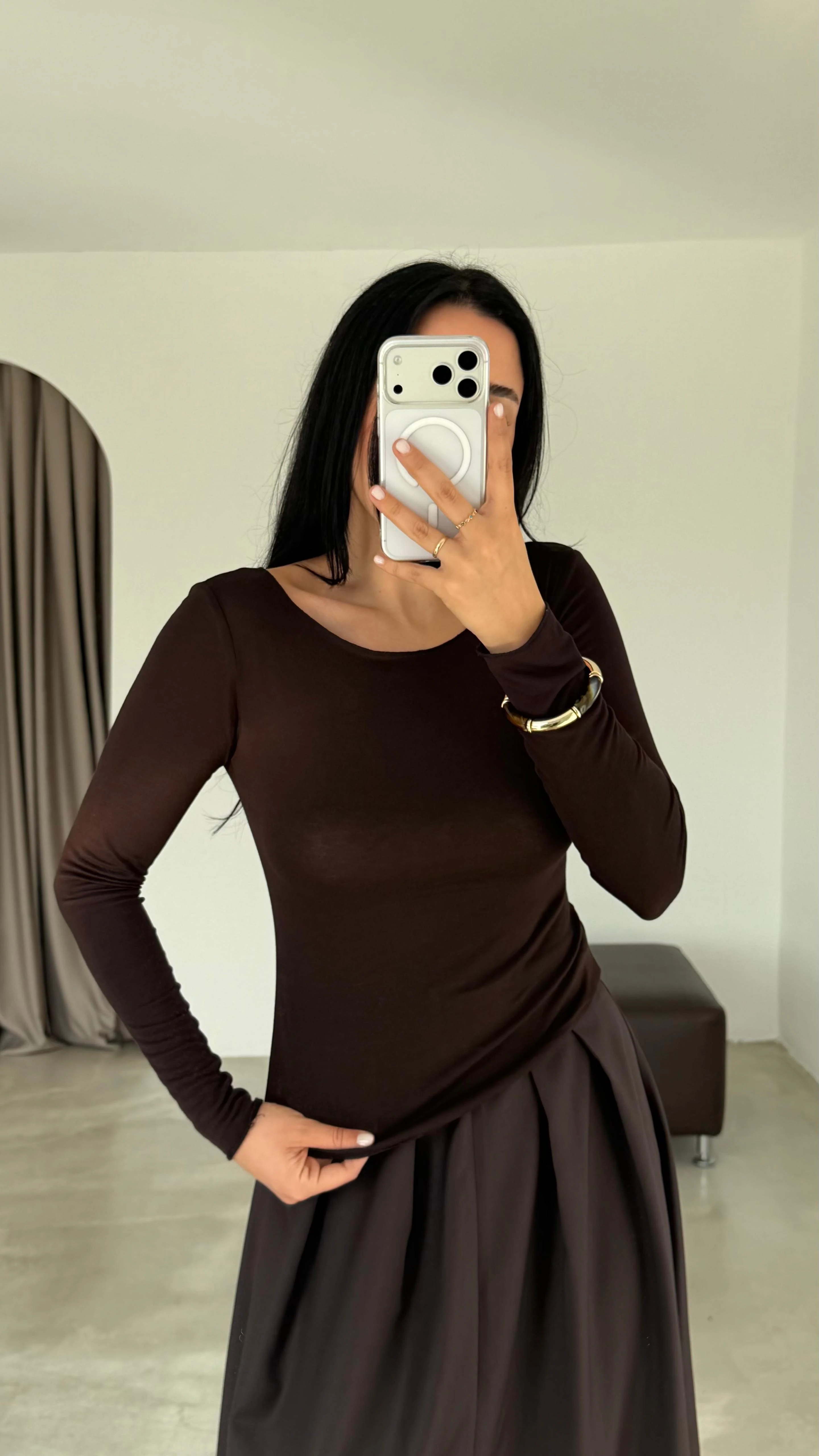 Transparan Bluz (VNT250668) - KAHVERENGİ