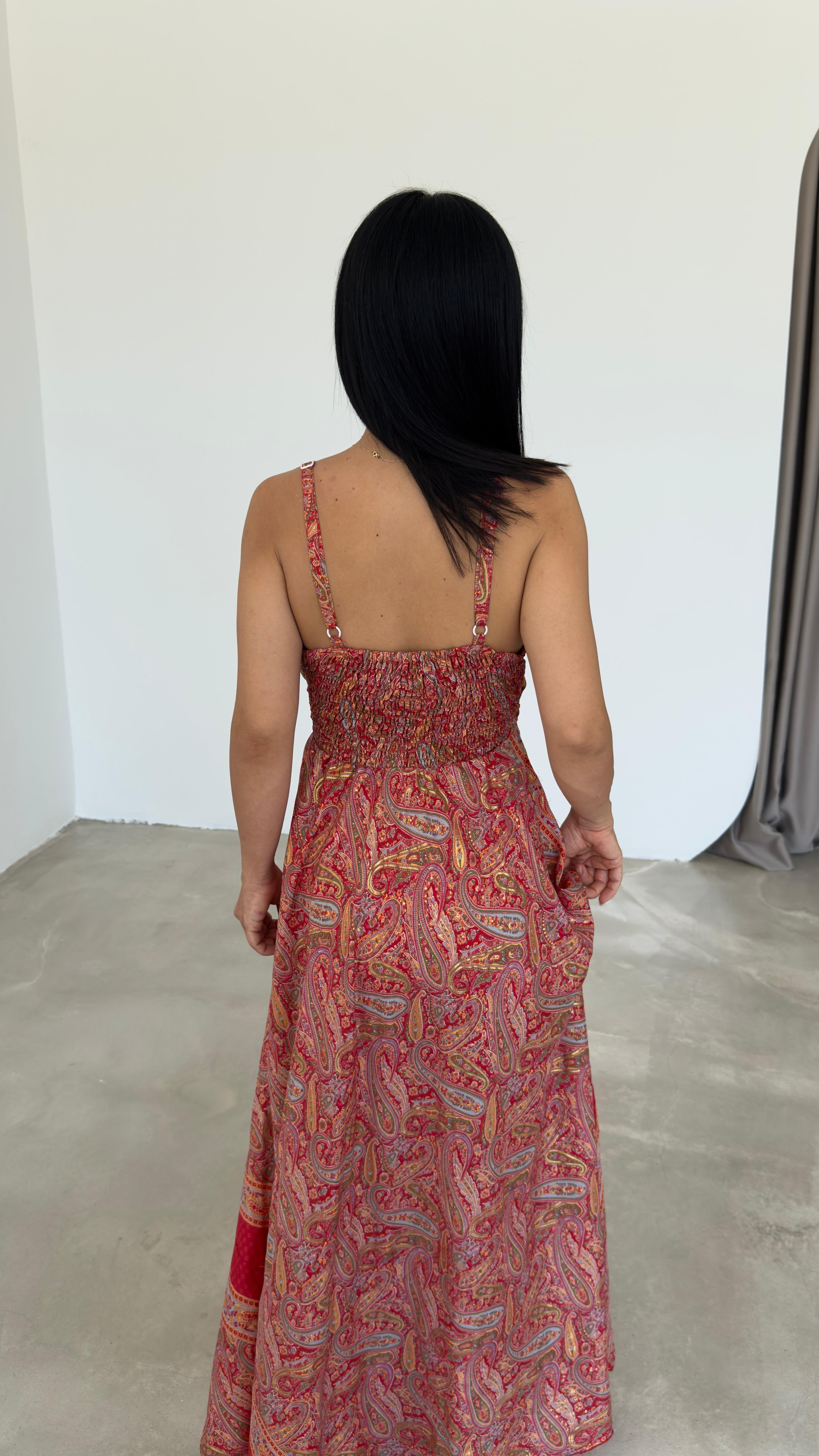 Etnik Desen Askılı Elbise (VNT38984)