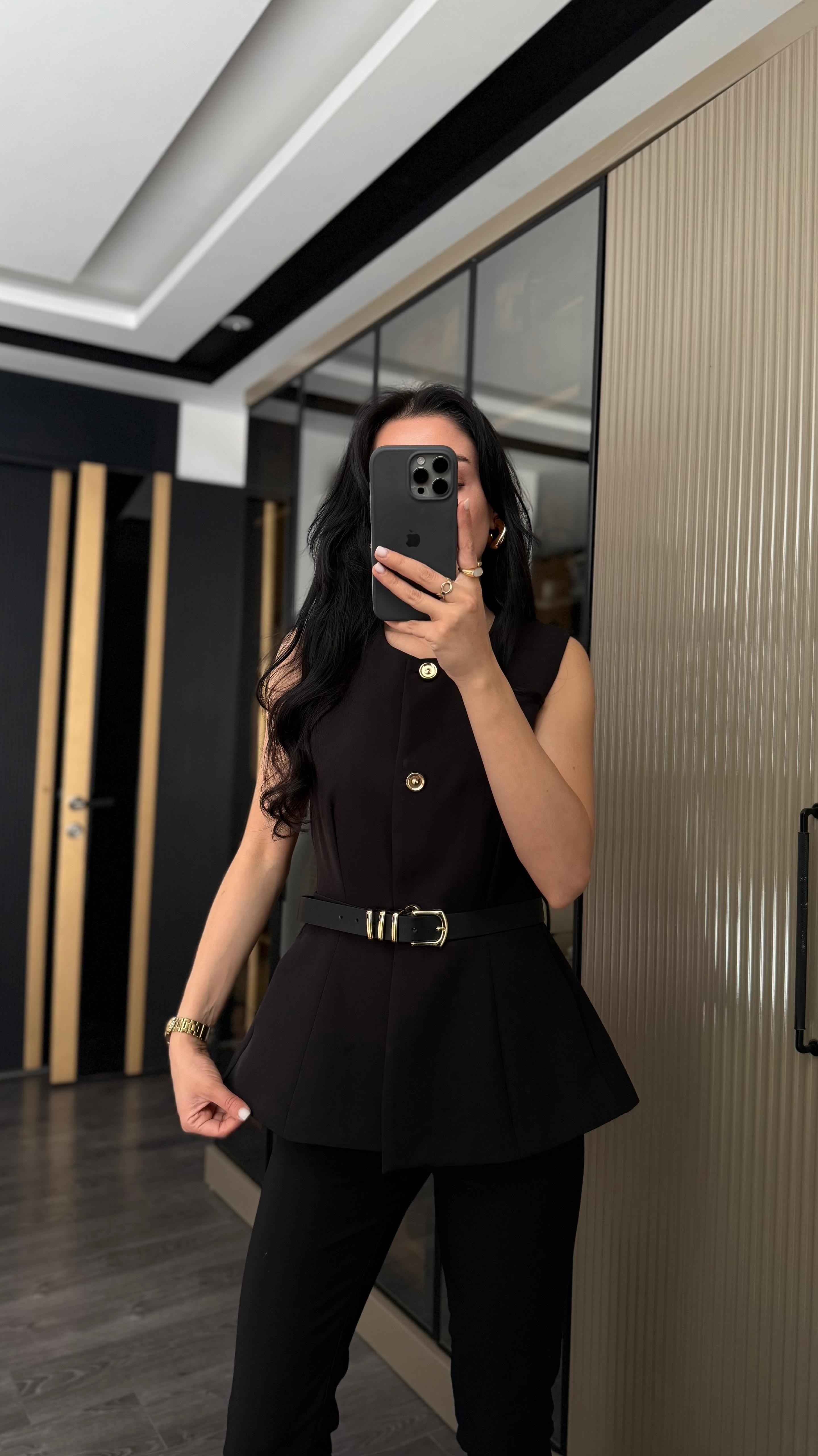 Premium Siyah Kemerli Yelek