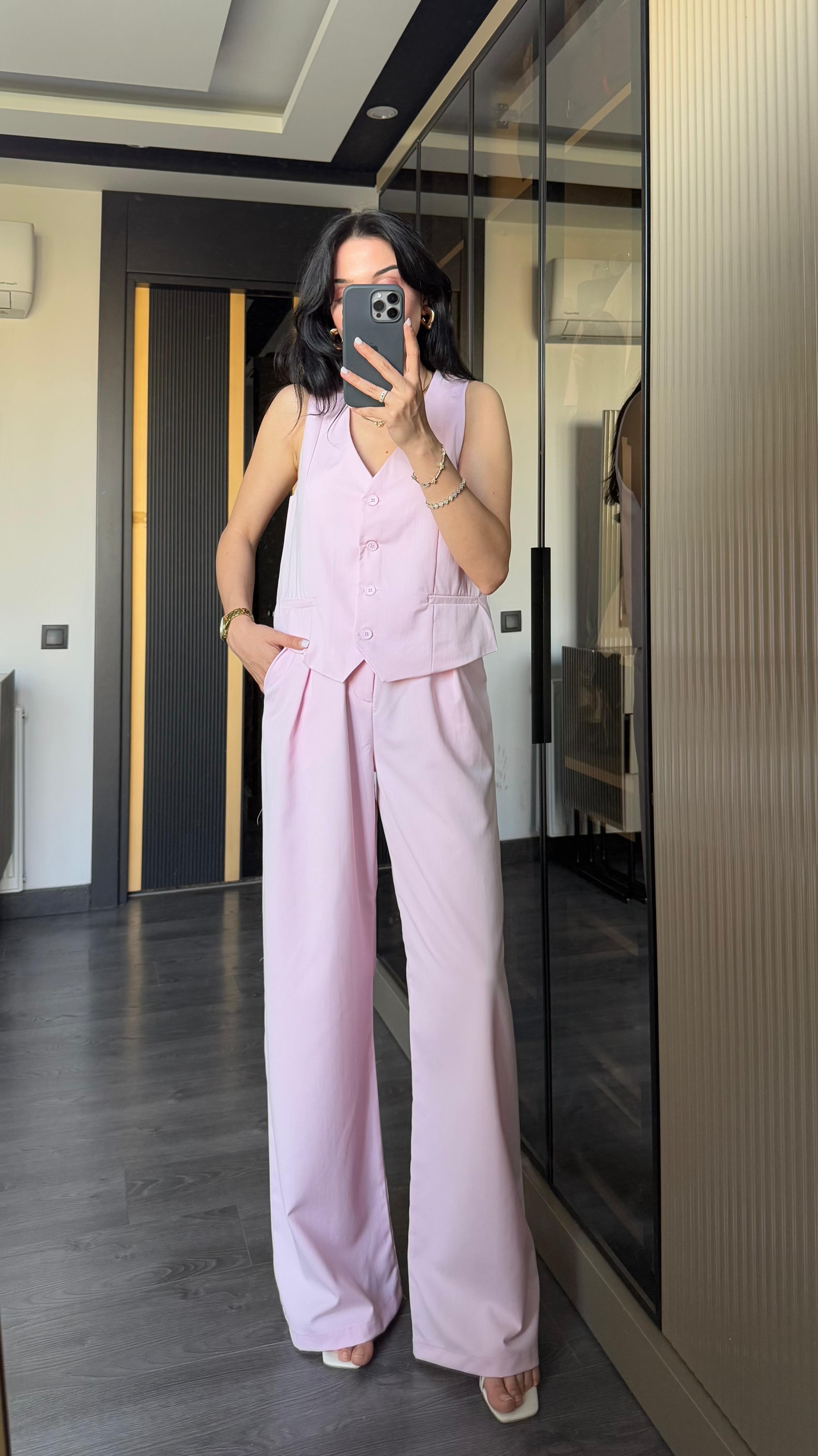 Orijinal Marka Yelek Pantolon Takım - Pembe