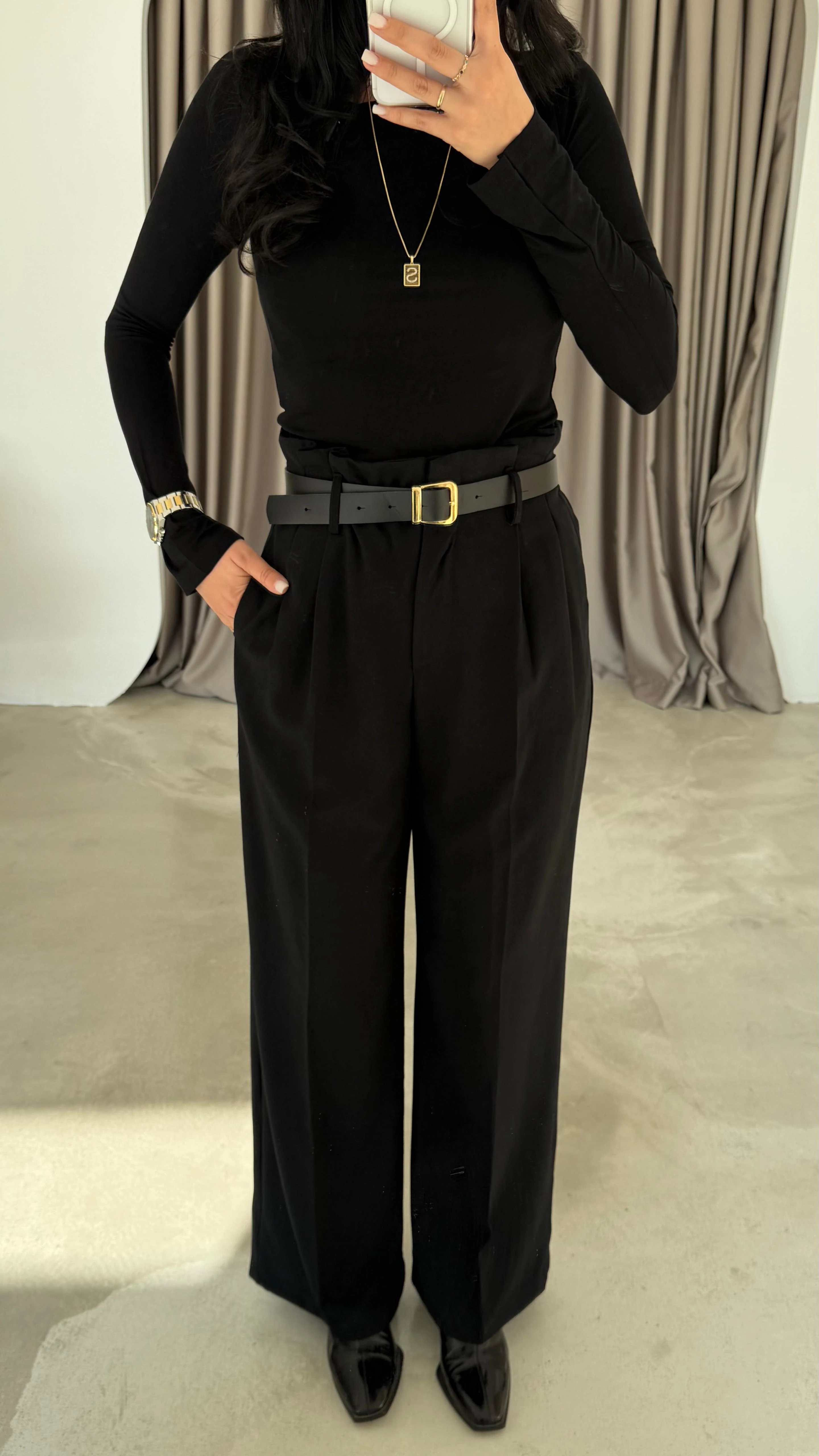 Gold Kemer Detaylı Palazzo Pantolon